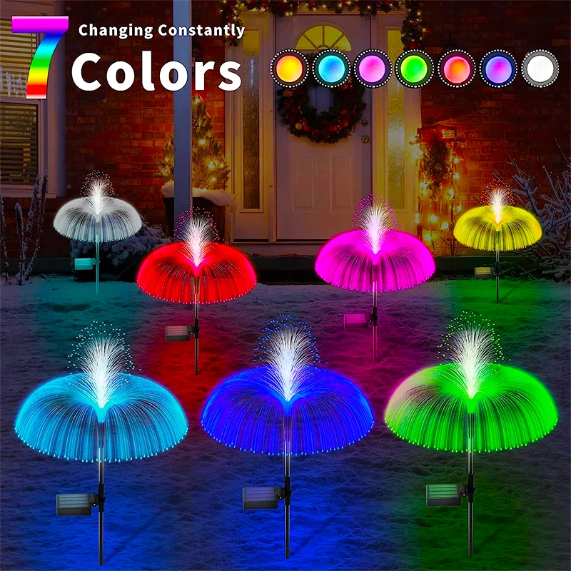 Solar LED Jellyfish Lights Outdoor Garden Decor Lawn Light 7 Color Change Waterproof Patio Yard Pathway Decor Solar Flowers Lamp