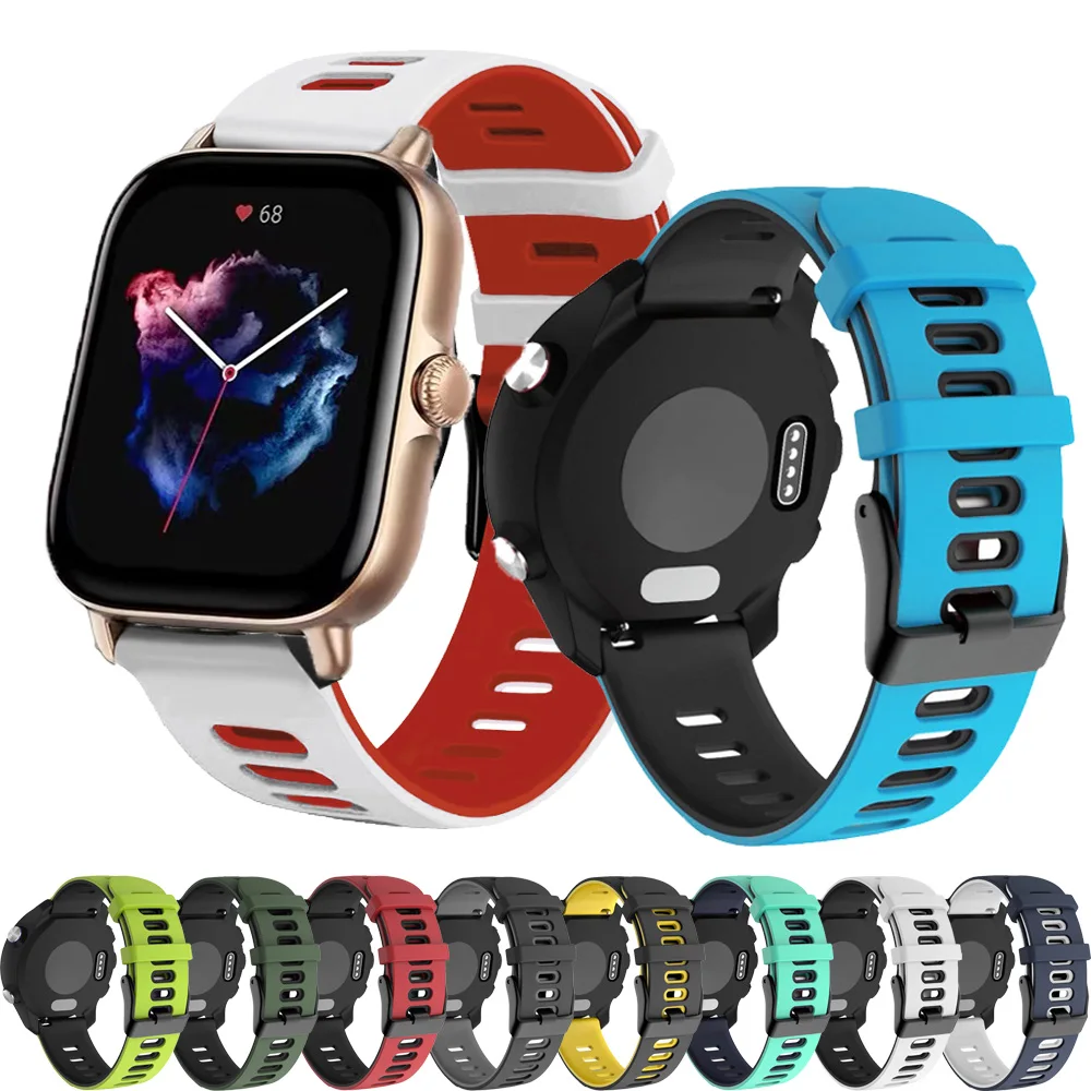 

Ремешок силиконовый для Xiaomi Huami Amazfit GTR 42 47 мм/Stratos 3, браслет для часов Amazfit GTS 4Mini, 20 22 мм