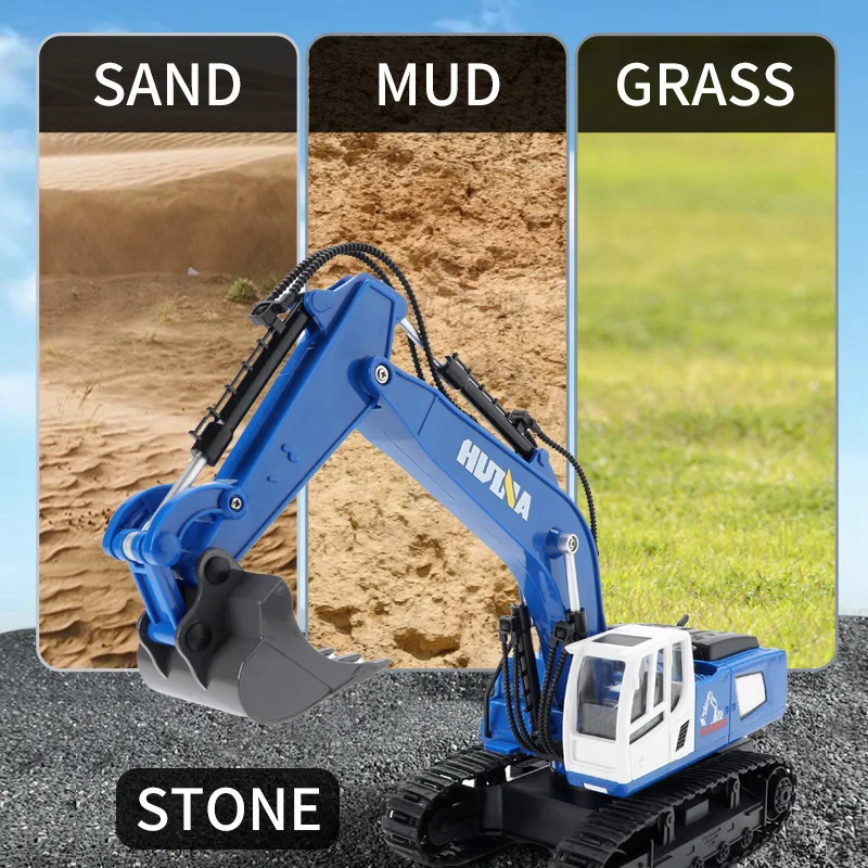 RC Excavator HUINA Remote Control Car Alloy 11CH 1/18 Crawlers Engineering 1558 RC Vehicle Toys Boy TH20315 4