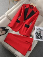 Fashion Red Black Beige Women Pant Suit 2 Piece Set Office Ladies Female Business Work Wear Formal Blazer Jacket And Trouser - Image 5