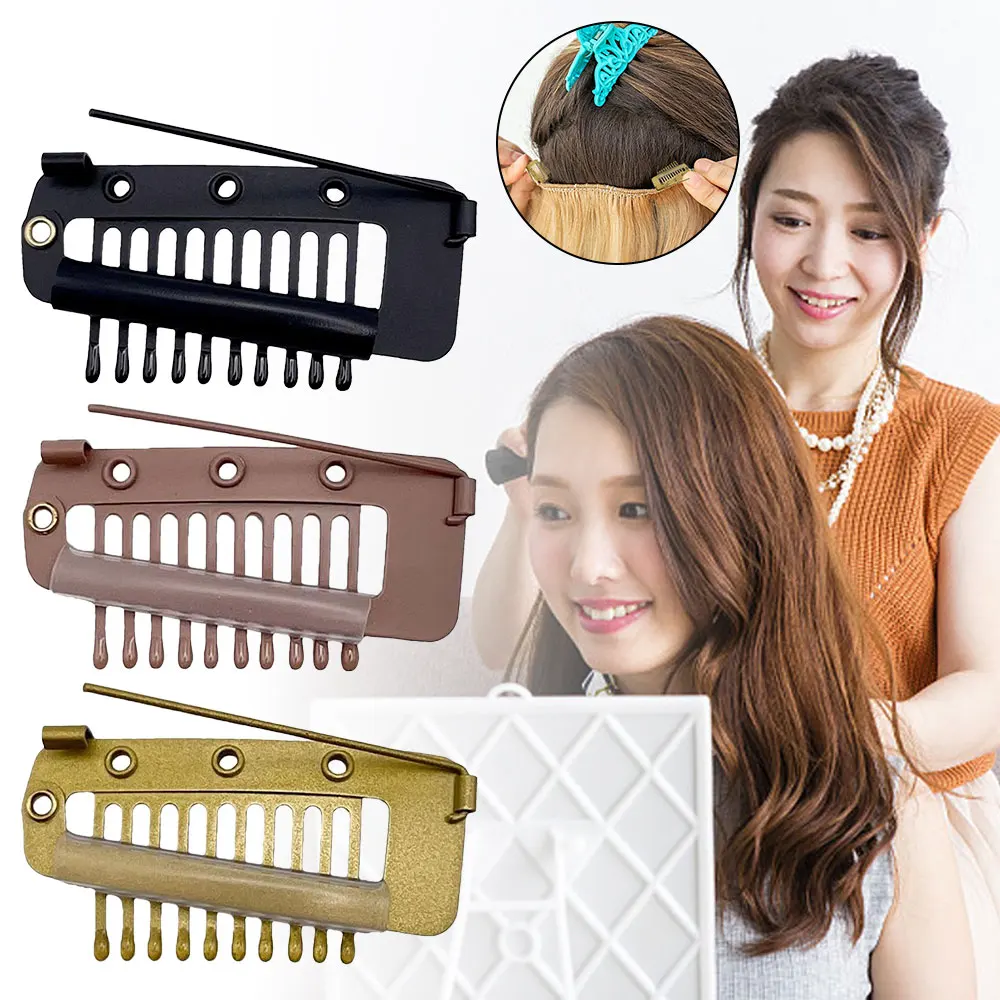 

10Pcs Stainless Steel Chunni Dupatta Wig Clips with Safety Pin 10-Teeth Strong Chunni Grip Hair Clip Comb Setting Grip Clips