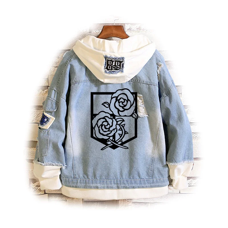 2020 Attack On Titan Jeans Jacket Scout Regiment Cosplay Denim Jacket  Autumn Eren Jager Hooded Sweatshirt Outwear Coat - Cosplay Costumes -  AliExpress