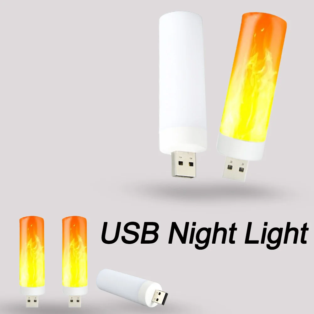 LED Light Night Light Book Light LED Flame Lamps USB Creative Flickering Flame Bulbs Dynamic simulation effect light Decorative Small Book Lamp Night light