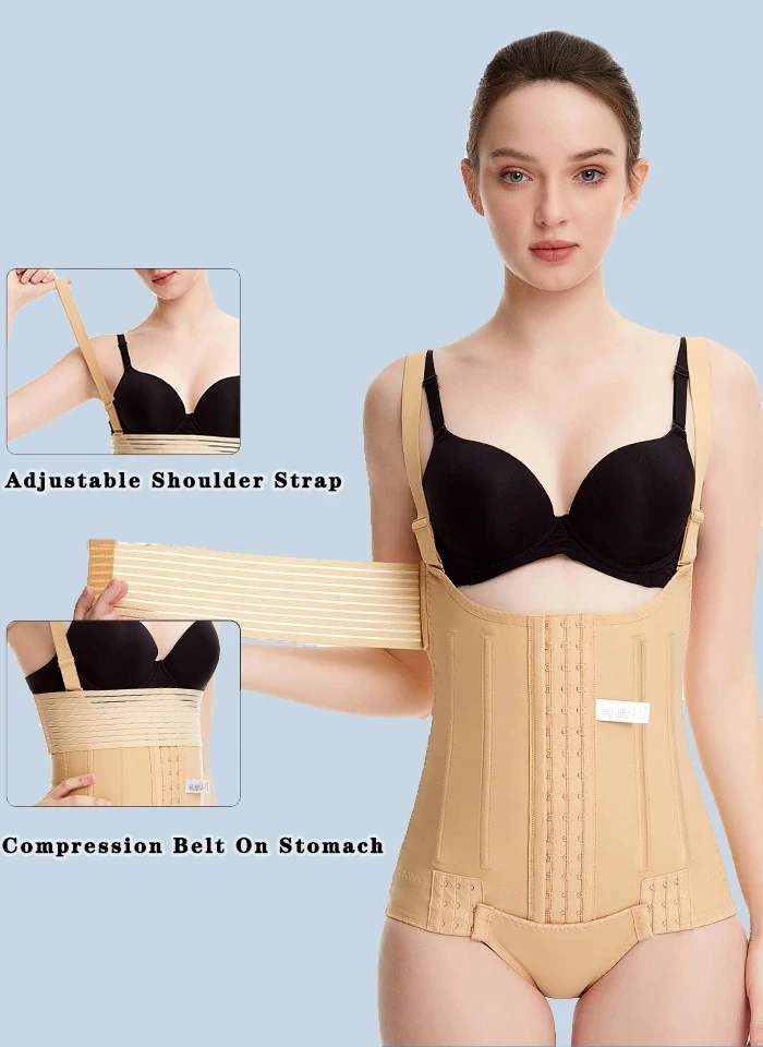 Description Picture 6 of itemWomen Shapewear Bodysuit After Liposuction Surgery Double Compression Tummy Control 9 Bones Body Shaper Medical Grade Garment