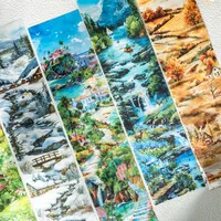 6 Rolls - 8Cm×200Cm/Landscape Washi Tape Set - Non-Waterproof, Non-Die-Cut, Made of Washi Material - Suitable for Creative Collage Materials, Diary Greeting Cards, Cup Photo Frame Decoration Tape, Gift 3