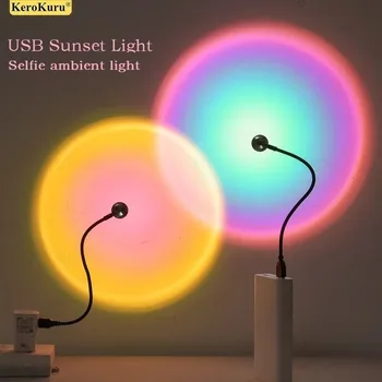 USB coucher de soleil coucher de soleil lumière d'ambiance auto-photographie lumière LED arc-en-ciel néon veilleuse projecteur photographie mur atmosphère lumière 1