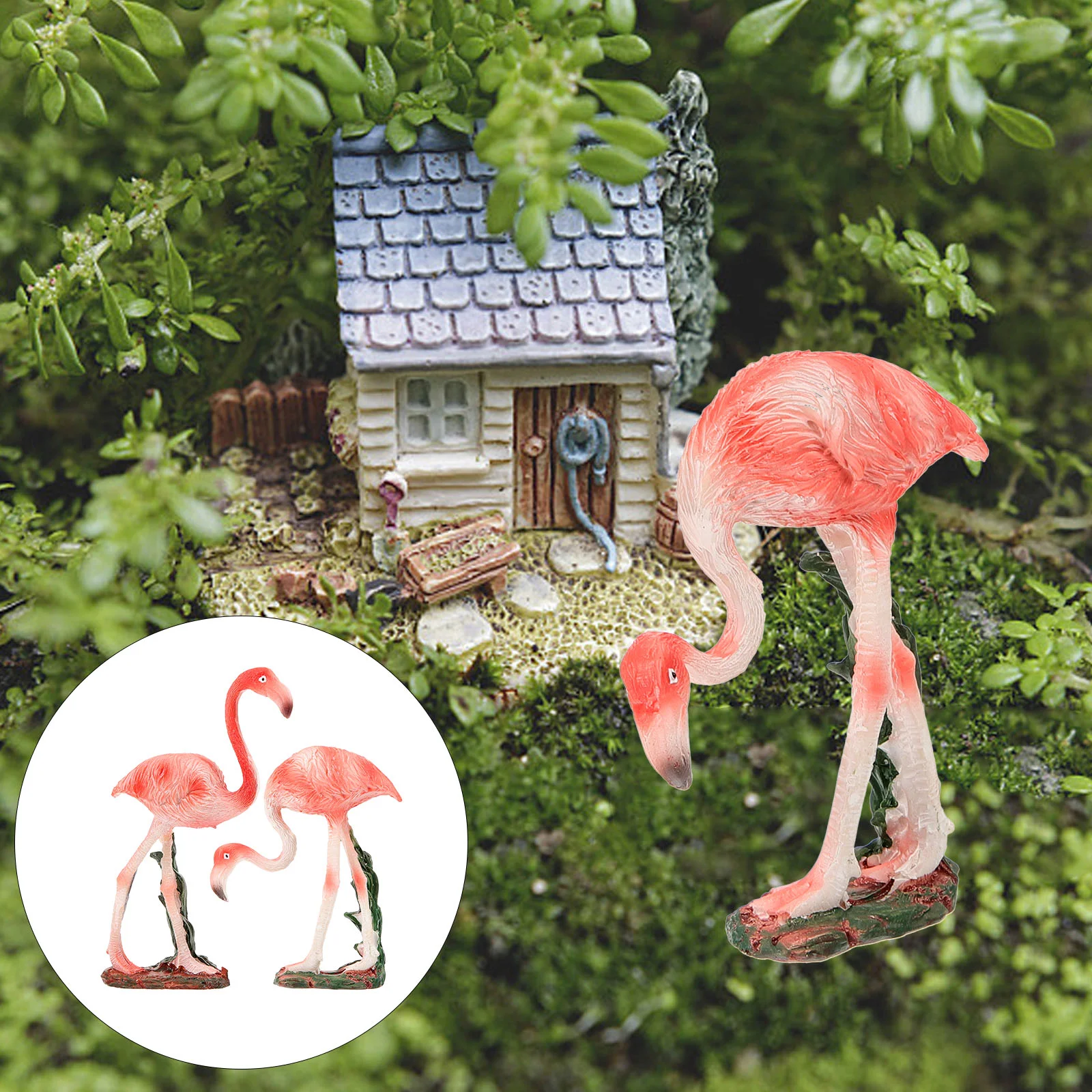 

2 Pcs Flamingo Ornament Decor Resin Adorable Yard Model Adornments Garden Figurine Outdoor Gardening Decoration