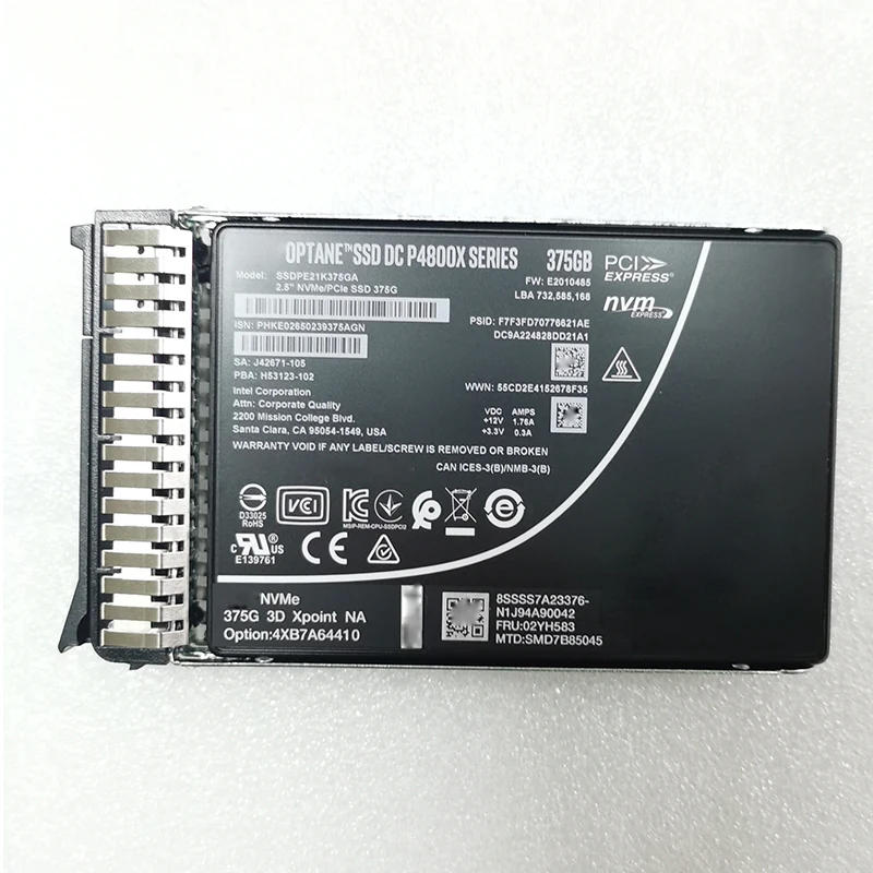Solid State Disk Hard Disk Box Suitable for Intel Optane P4800X 375g U2 Nvme 2.5inch Solid State Drive Ssdpe21K375Ga with Original Bracket Retail Version