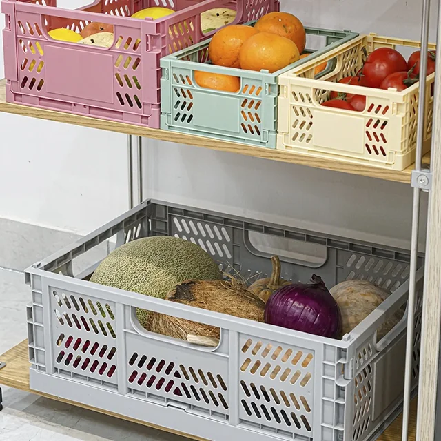 Összecsukható Műanyag Japán Stílusú Tároló Doboz Kis Friss Sundries Konyhai Kosár Játék Szervező - Image 2