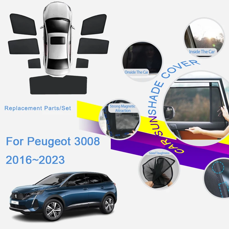 

Car Magnetic Coverage Sunshades For Peugeot 3008 P84 2016~2023 Anti-UV Net Sunscreen Window Visor Sunshade Cover Car Accessories
