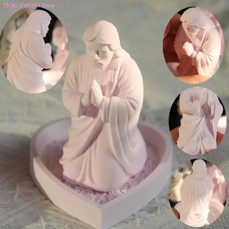62KE 3 Stück Silikon-Betonformen, Schmuck-Display-Statuen-Formen, geeignet für die Herstellung von leicht zu reinigen – Detail 7