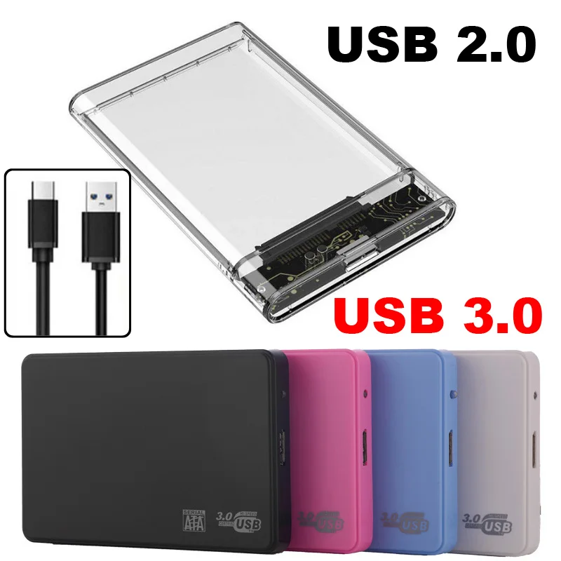 Usb 3.0 2.0 Hdd Gabinete 2.5 Polegadas Série Sata Ssd Disco Rígido Caixa de Case Externo Transparente Hdd para o Computador Portátil do Telefone Móvel