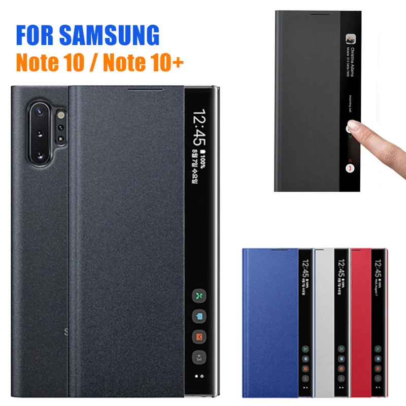 Window View Flip Cover Per Samsung Galaxy Note 10 Plus Custodia In Pelle Smart Wake Up Flip-Free Per Samsung Note 10 Smart Chip Case