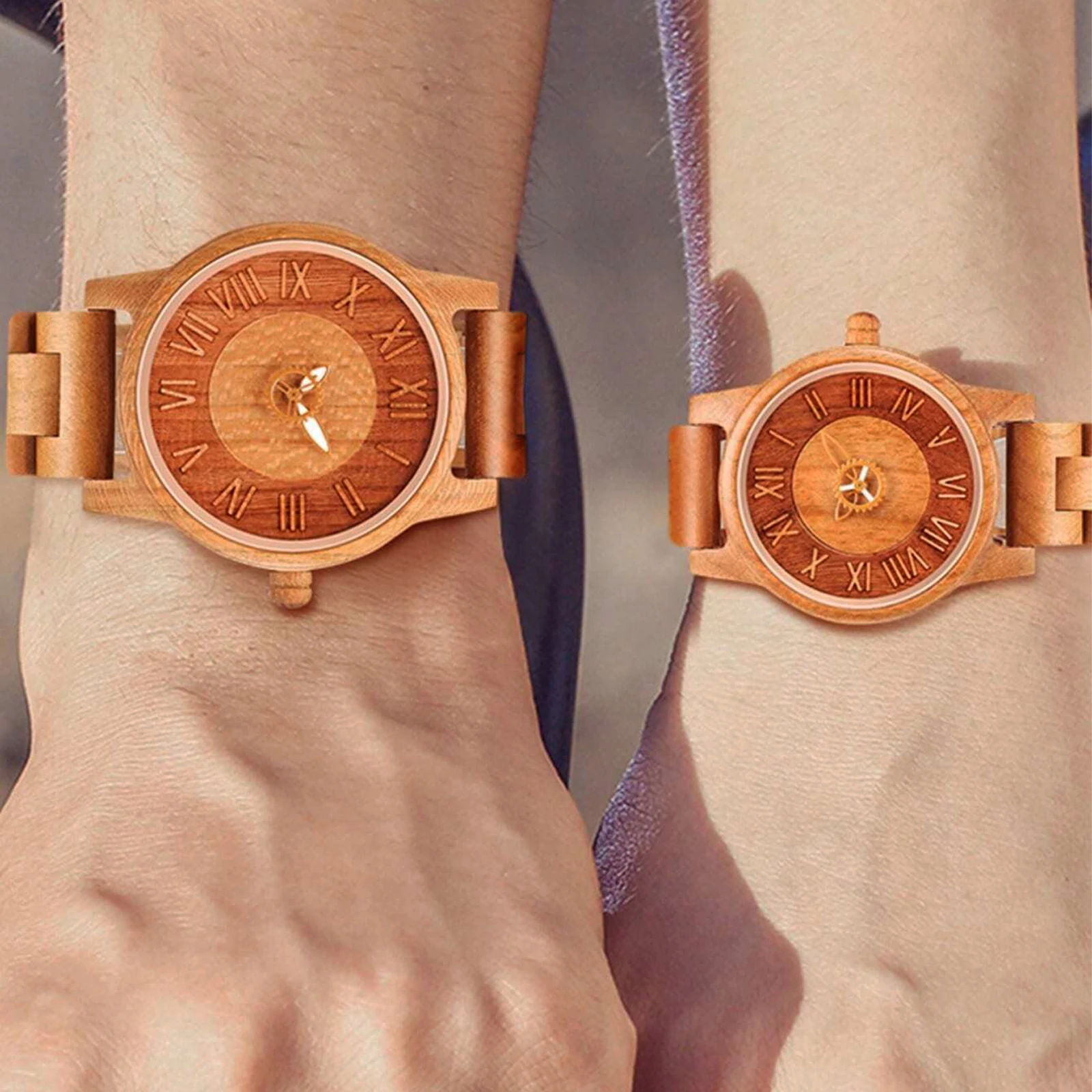 Couple wooden simple quartz watch creative men's and women's holiday clock gift