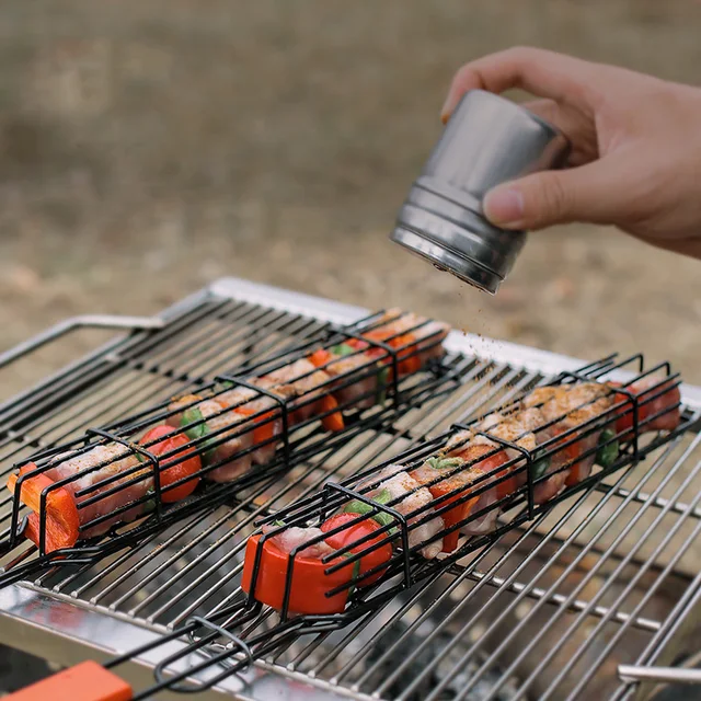 Hordozható Bbq Grillező Kosár Fém Nonstick Barbecue Nyárs Újrafelhasználható Kézi Kolbász Kültéri Piknik Bbqtool - Image 2