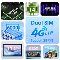 CWOWDEFU Android 14 Tablet 4G SIM Unlocked 10.1" HD+ 8-Core CPU 2.3GHz 8GB(4+4) 128GB 5G WiFi 5+8MP Cams 6000mAh GPS Kids Tablet 2