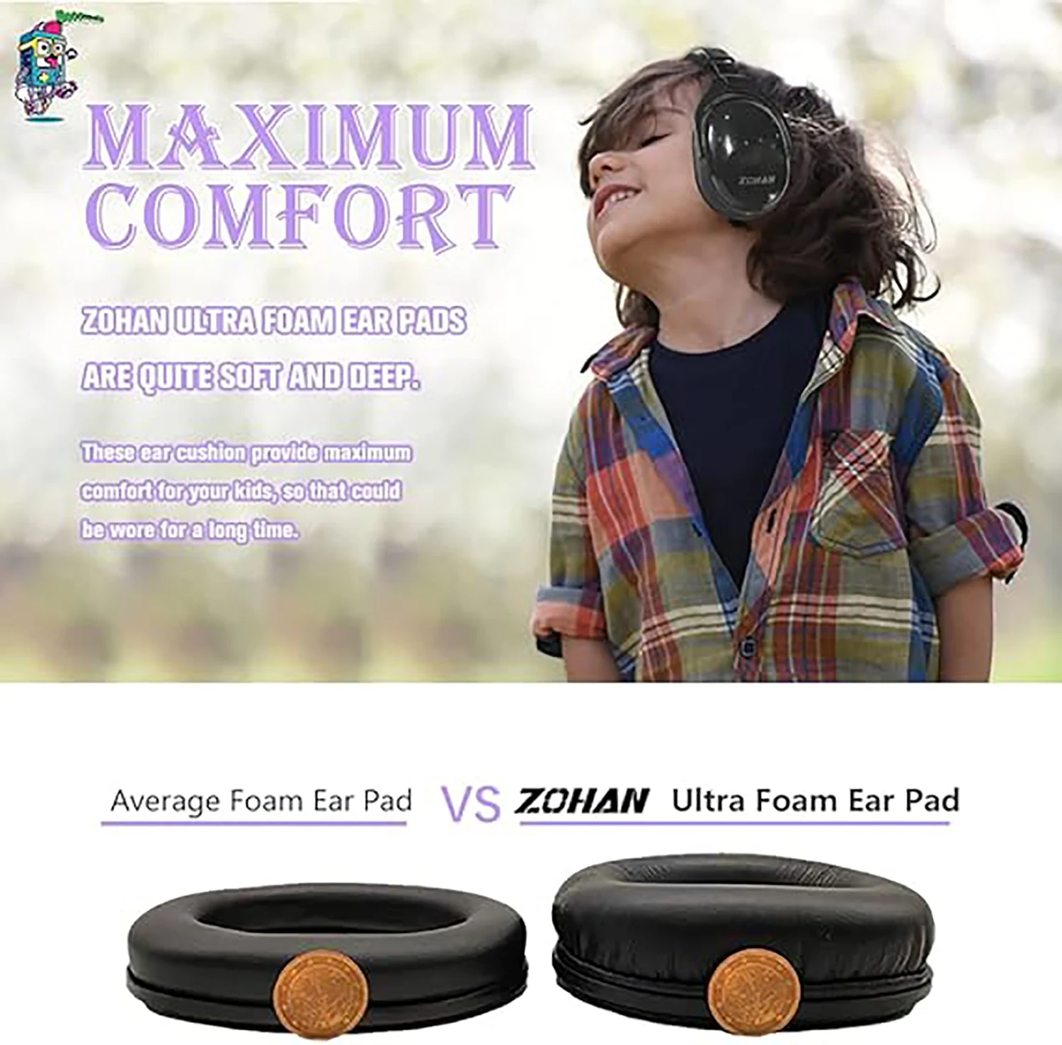 ZOHAN Kids Noise Reducing Earmuff Safety Hearing Protection Headphone for Autism Children Foldable EarCups Passive Defender 25dB BEST SELLERS