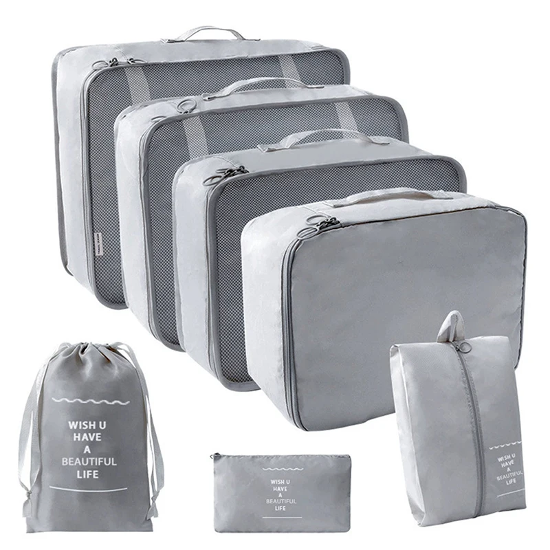 Digital Toiletries Organizer & Travel Packing Cubes Set – 7-Piece Folding Storage Solution