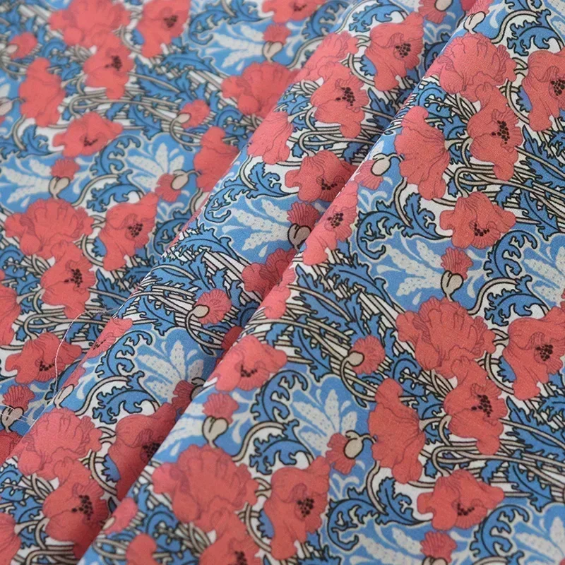 Haruka Safflower cotton 80's original design fabric digital print sewing fabric women's dress skirt designer Tissu 0.5cm