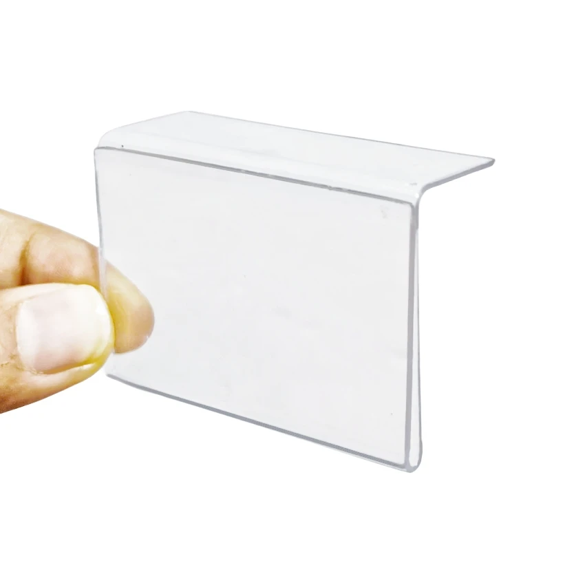 1Pack Plastic Acrylic Shelf Sign Price Tag Label Display Paper Promotion Name Card Holders with Adhesive Tape