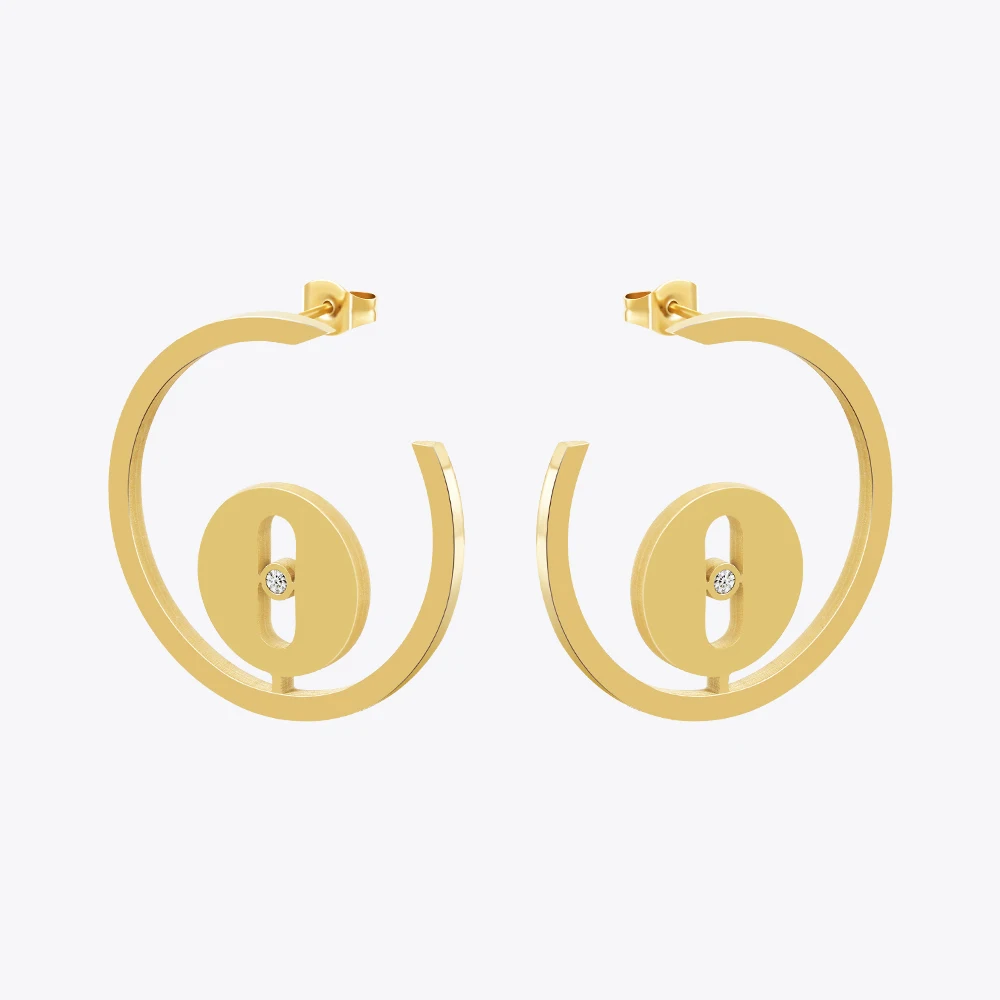 Enfashion Aros Cutout Zircon Hoop Earrings Stainless Steel 18k Gold Plated Trendy Fashion Jewelry For Women Dropship E231505