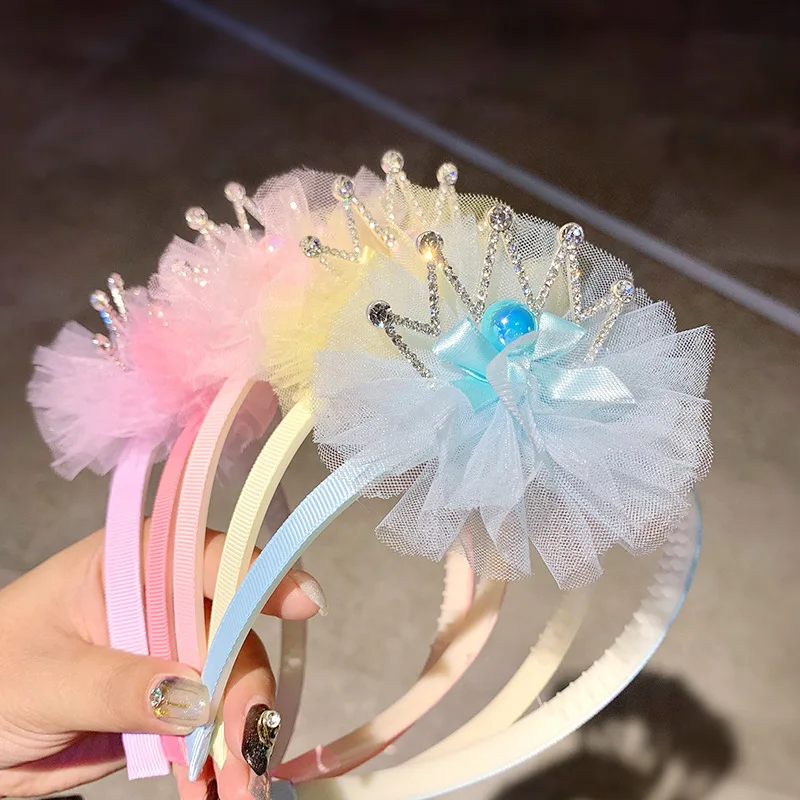 Children's Headdress Hair Crystal Crown Flower Headband Korean Version of The Exquisite Little Princess Head Flower Pupil Hair