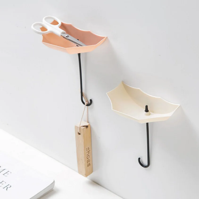 Storage Rack Storage Shelf Storage Cart Cute Umbrella Shaped Hooks No-Punch Wall Hooks Kitchen Bathroom Coat Rack Key Organizer Home Storage Shelf