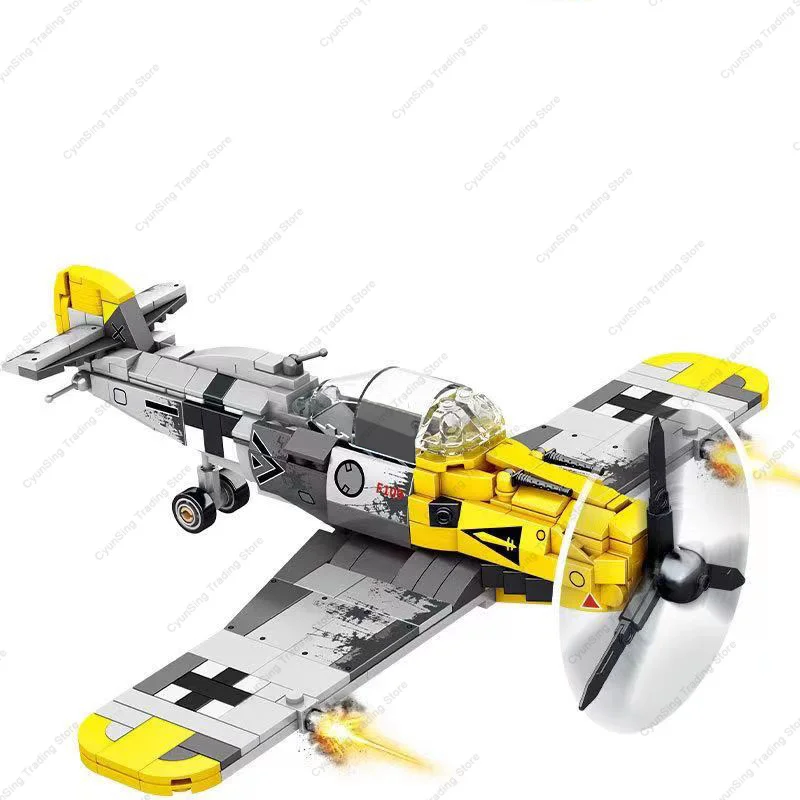 New Wii Bf-109 Fighter Military Aircraft Soldier Building Blocks Set World War Ii Airplane Model Dolls Brick Toys Regali Per Bambini