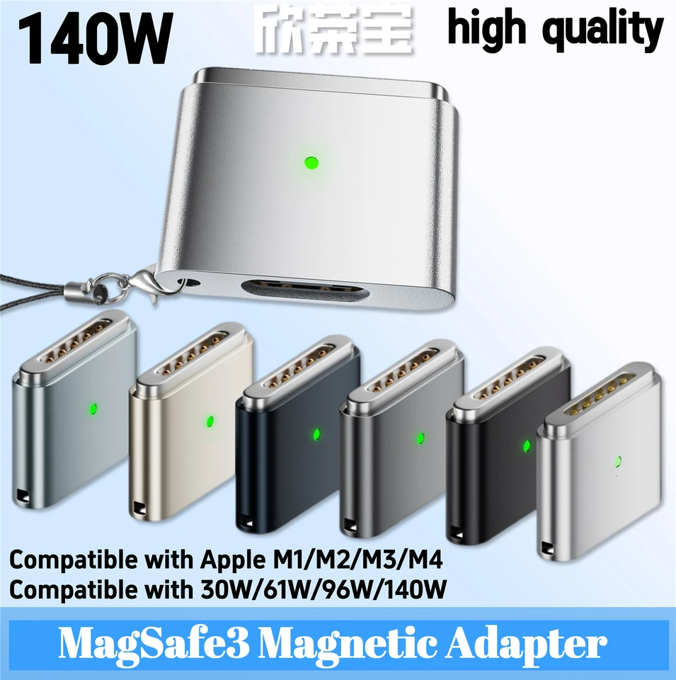 USB C naar Mag-S 3 magnetische adapter 100 W, converter type C bus naar USB C naar Mag-S 3 magnetische adapter 100 W, converter type C bus naar