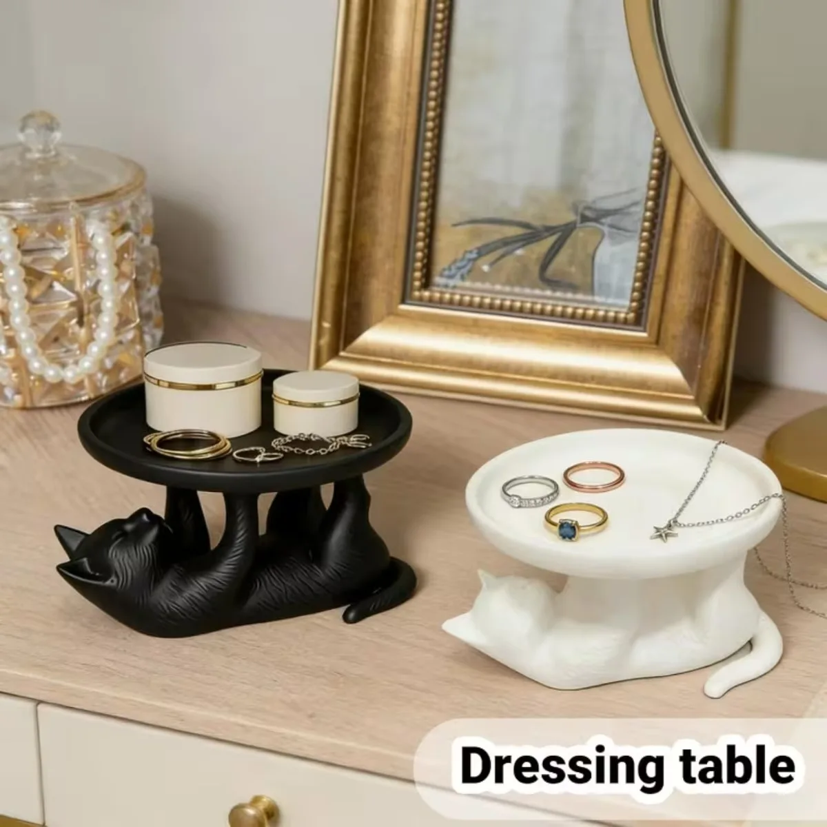 3D Printed Cat Shaped Jewelry Organizer Tray for Keys Earrings Cute Feline Design Desktop Home Decoration Accessories Fairy 1PC 3