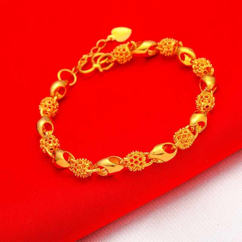 Fashion 24K Golds Geometric Square Bracelet for Women Wedding Engagement Luxury Chain Bracelet Bangle Not Fade Fine Jewelry Gift