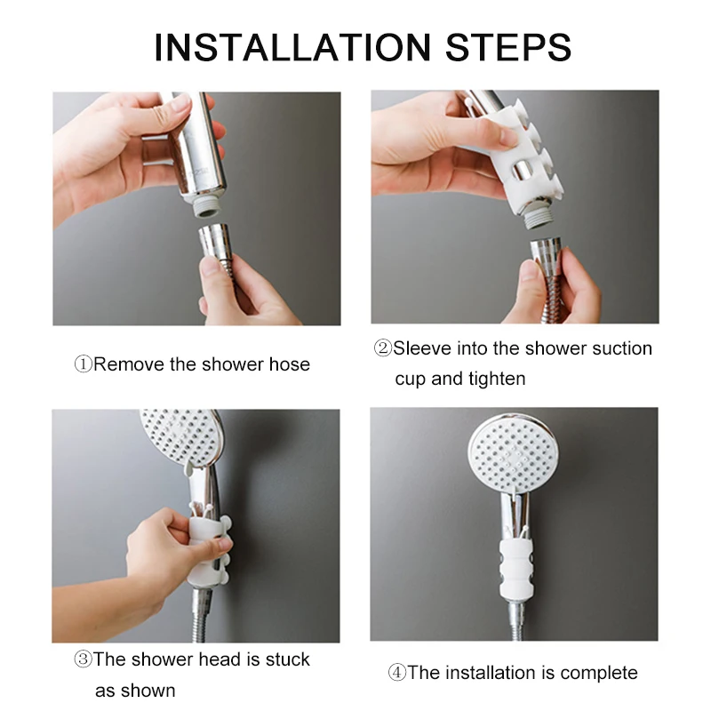 Silicone Shower Head Holder Powerful Suction Reusable Removable Wall Mount Suction Cup Shower Bracket Bathroom Accessories