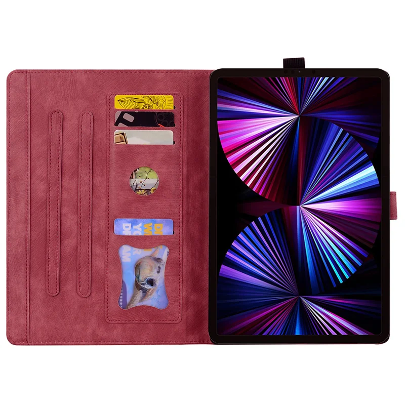 Embossed PU Leather Stand Wallet Tablet Cover in Elegant Design