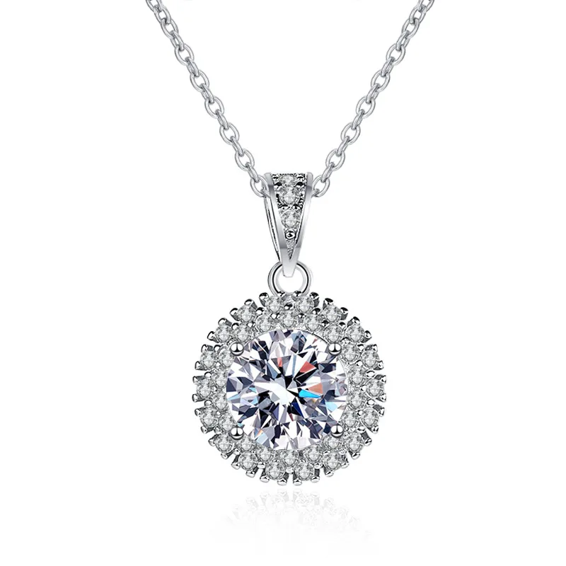 

HTOTOH 1 Ct Бриллиантовая подвеска с муассанитом, подвеска из настоящего серебра 925 пробы, ожерелье для вечевечерние, женское изящное ювелирное изделие