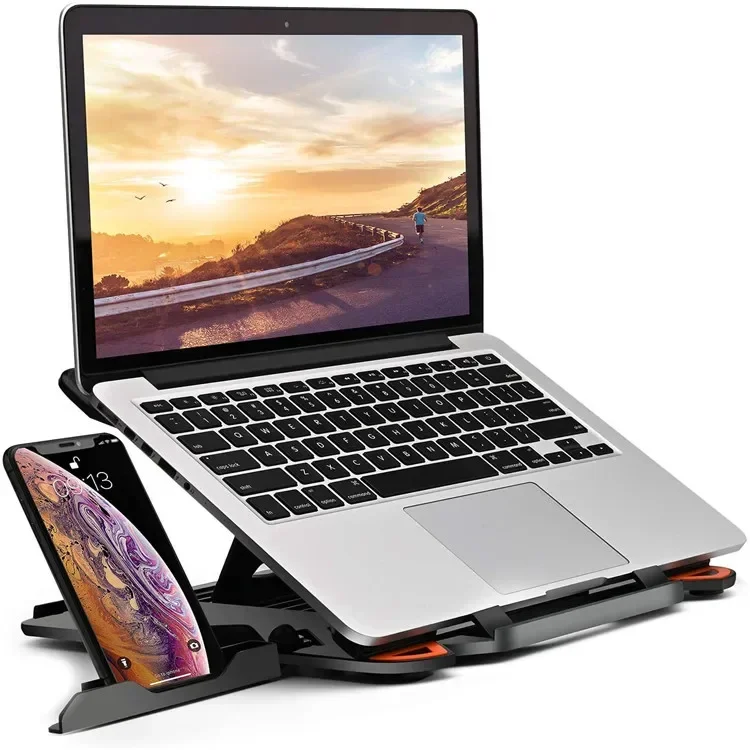 ABS Home Office Cooling Rotation 360 Degree Laptop Stand Adjustable Height Folding Laptop Holder Stand