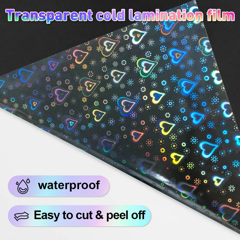 Holographic Cold Lamination Film Sheets - A4 Transparent Waterproof PET Stickers (10 Pack)