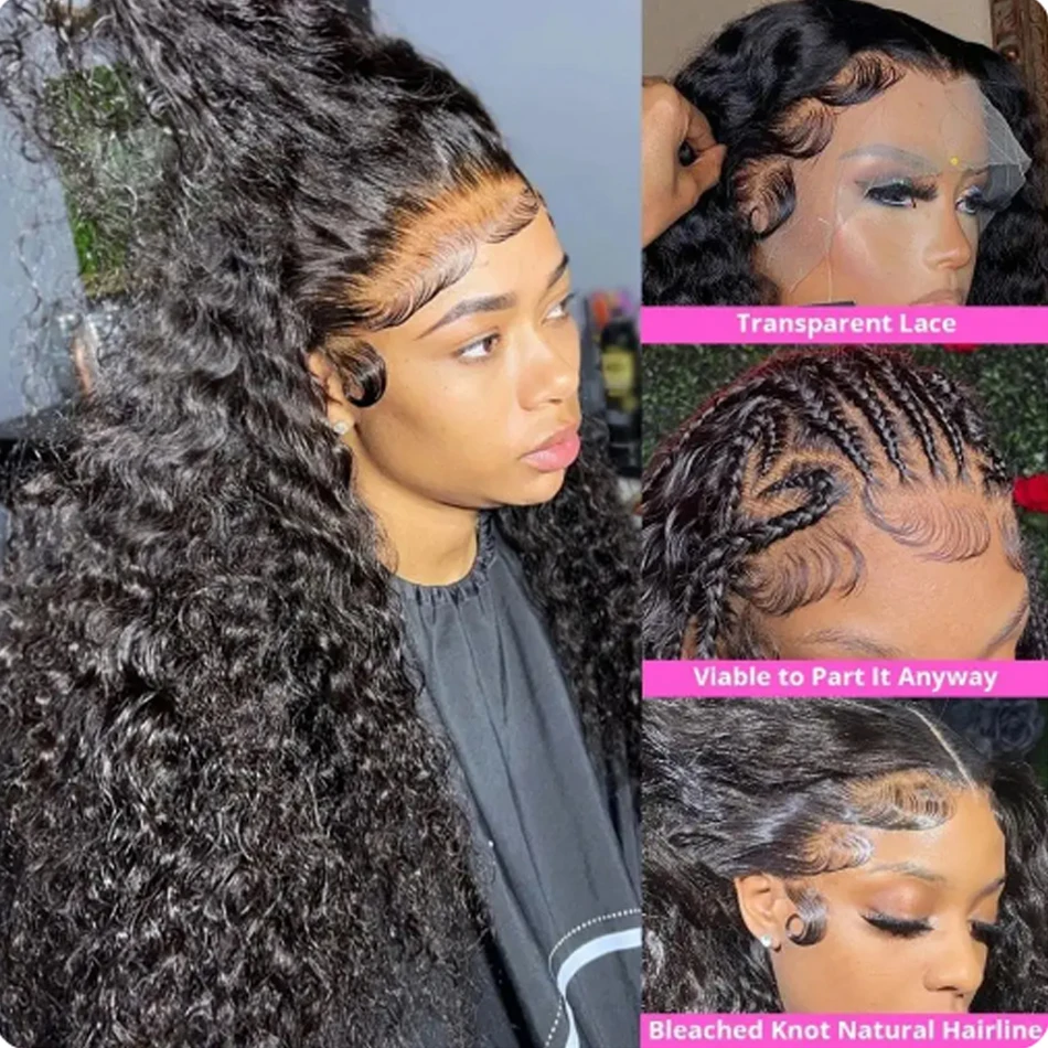 Human Hair Wig Glueless Water Wet and Wavy 13x4 Lace Closure Wigs Human Hair Lace Front Wig Human Hair Deep Wave Frontal Wigs For Black Women human hair wig lace front wig human hair wigs front lace wig