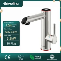 Briwellna salle de bains robinet électrique en acier inoxydable robinet d'eau chaude 220V Mini chauffe-eau robinet d'eau chaude instantanée mélangeur 2 en 1 1