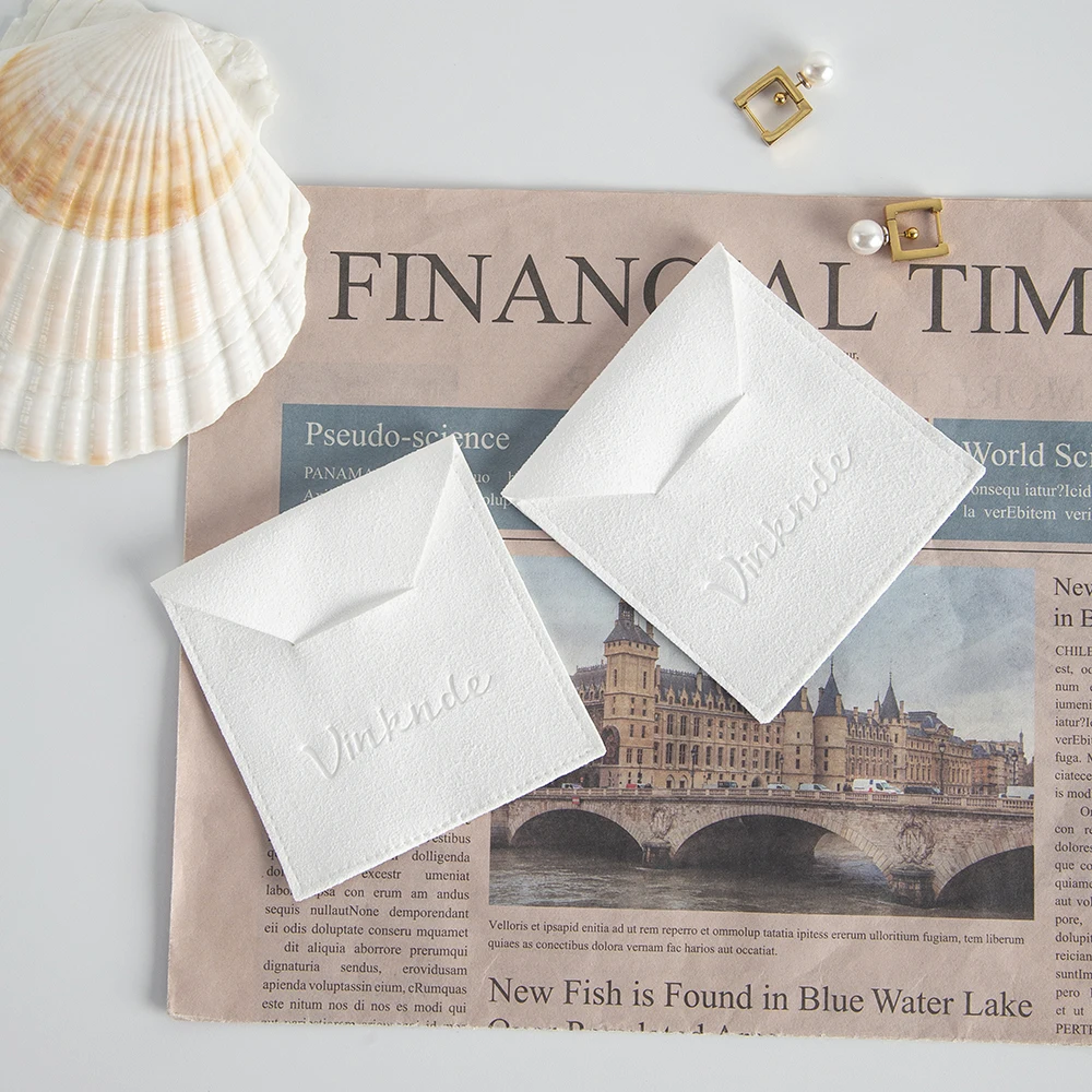 50Pcs/Lot Microfiber Envelope Bag Elegant Jewellery Packaging Valentine's Day Ring Earring Bracelet Pendant Necklace Gift Pouch