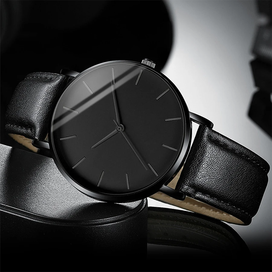 Men Business Watches Fashion Leather Band Men's Quartz Watch Relogio Masculino 3