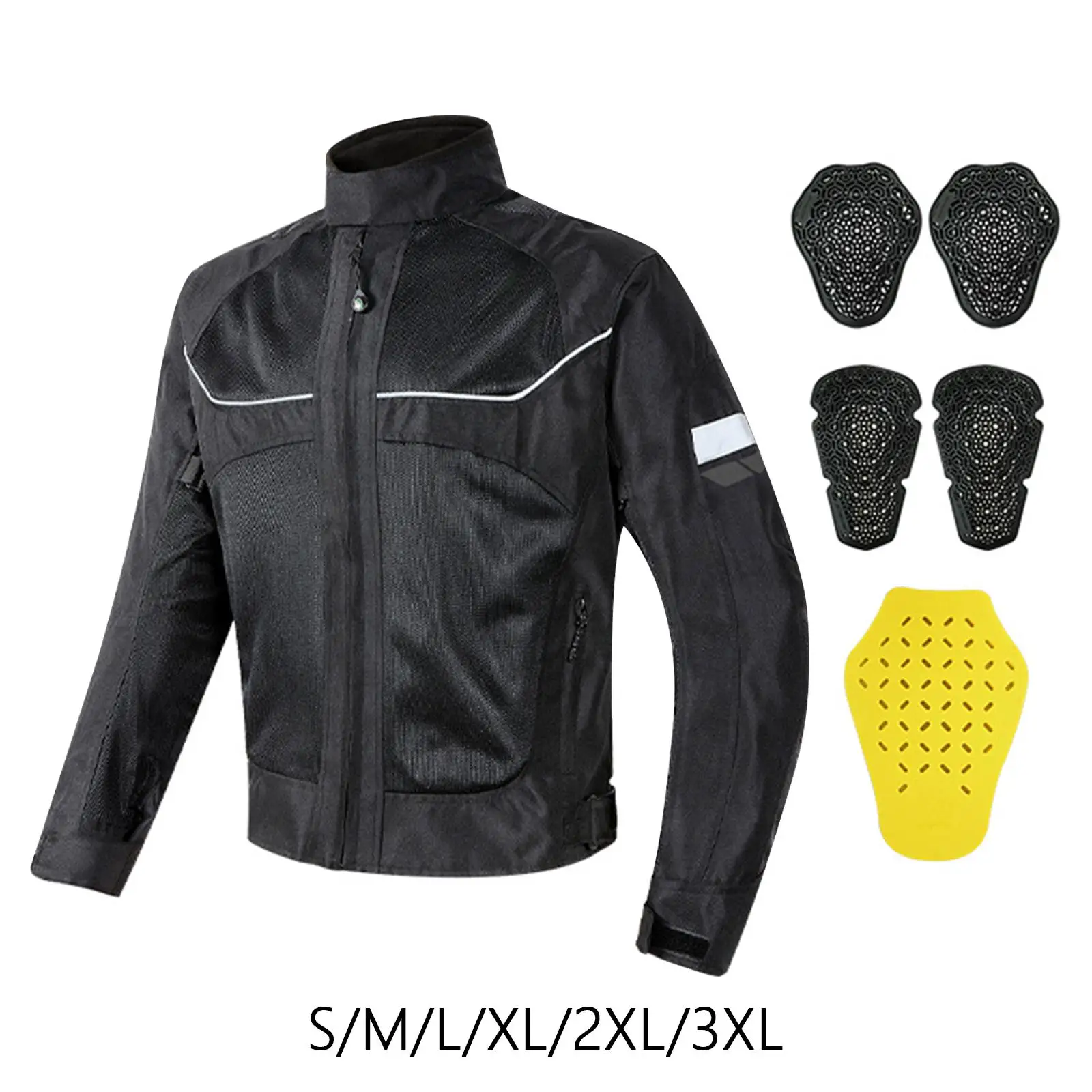 Motorcycle Riding Jacket, Protective Gear Coat Breathable Mesh Reflective