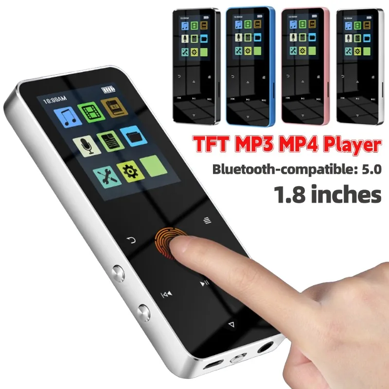 1.8 Inch TFT Mp4 Video Player USB 2.0 3.5mm Jack Bluetooth-compatible 5.0 MP3 MP4 Player with E-book Recording Built-in Speaker