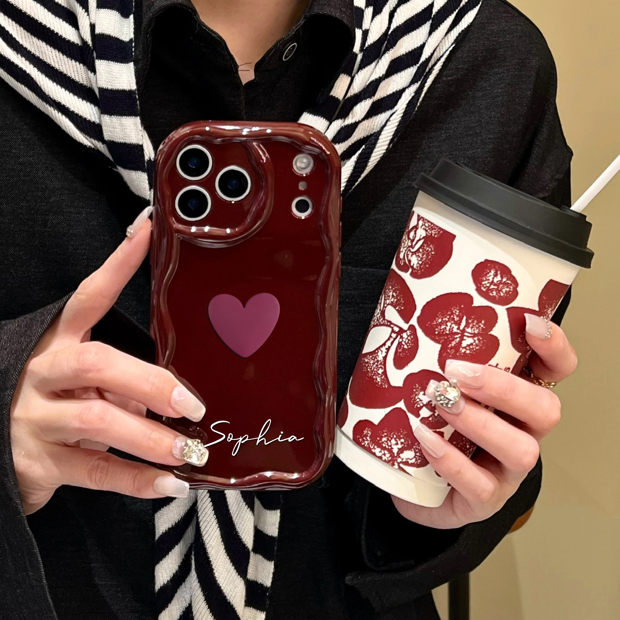 Personalized customize Name Letters 3D Stereo Cream Phone Case Compatible thumbnail 2