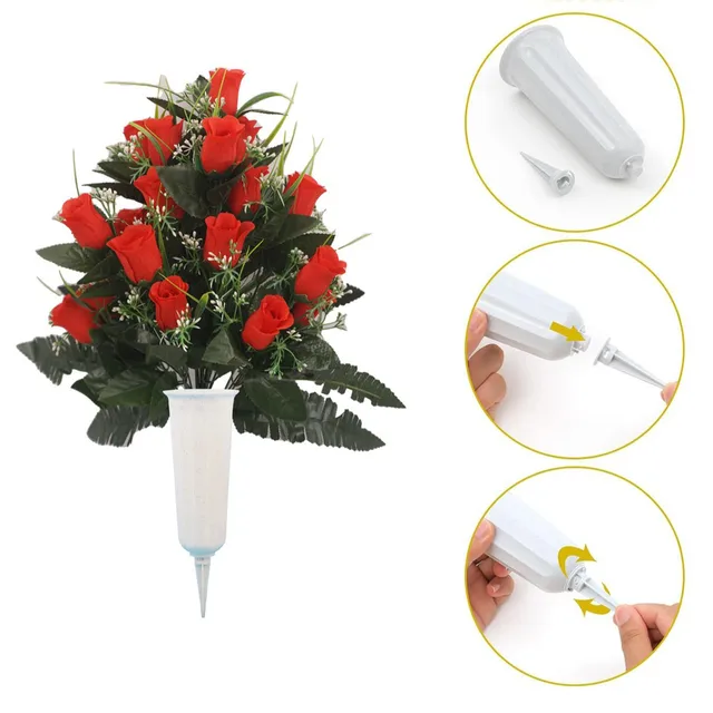 Artificial Flowers for Christmas Cemetery Flower 24 Bud Roses For Cemetery Vases Orchid Branches Artificial 4