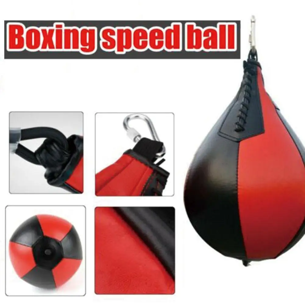 Home Pear Shape Speed Ball Punch Bag Inflatable For Boxing Fitness Gym Exercise PU Leather Hanging Portable