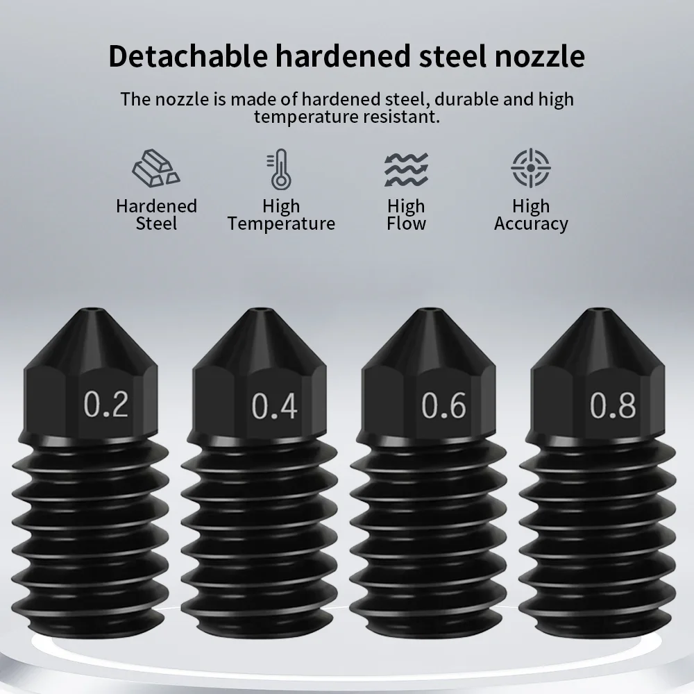 For BambuLab A1 mini/H2D/A1 Hardened Steel Nozzle 0.2/0.4/0.6/0.8
