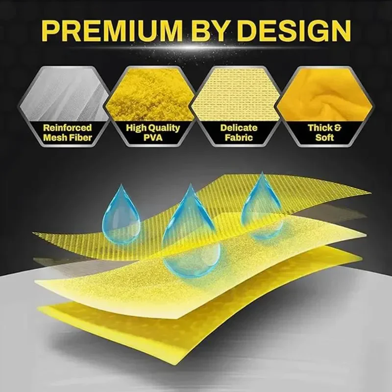 Pva Wash Car Towel Quick-Dry Towel Ultra Absorbent Scratch-Free Reusable For Auto Maintenance Soft Deerskin Cloth car washing towel suede car towel microfiber car towel car drying towel deer skin towel