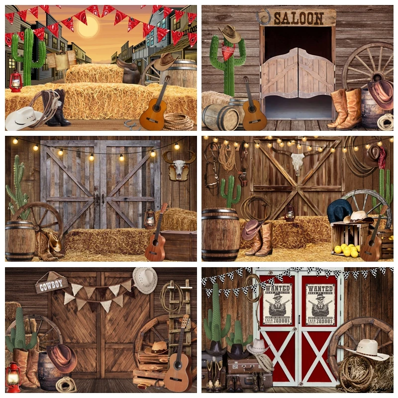 West Cowboy Boy Girl Birthday Party Decor Backdrop Baby Shower Autumn Farm Barn Horse Photography Background