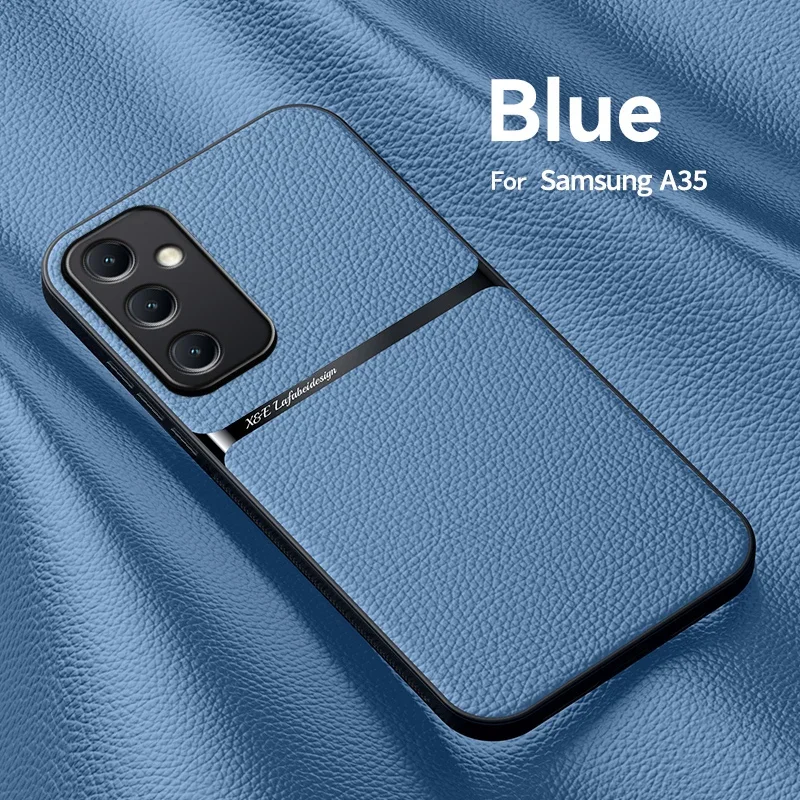 Luxury Magnetic Leather Car Holder Shockproof Soft Back Phone Case