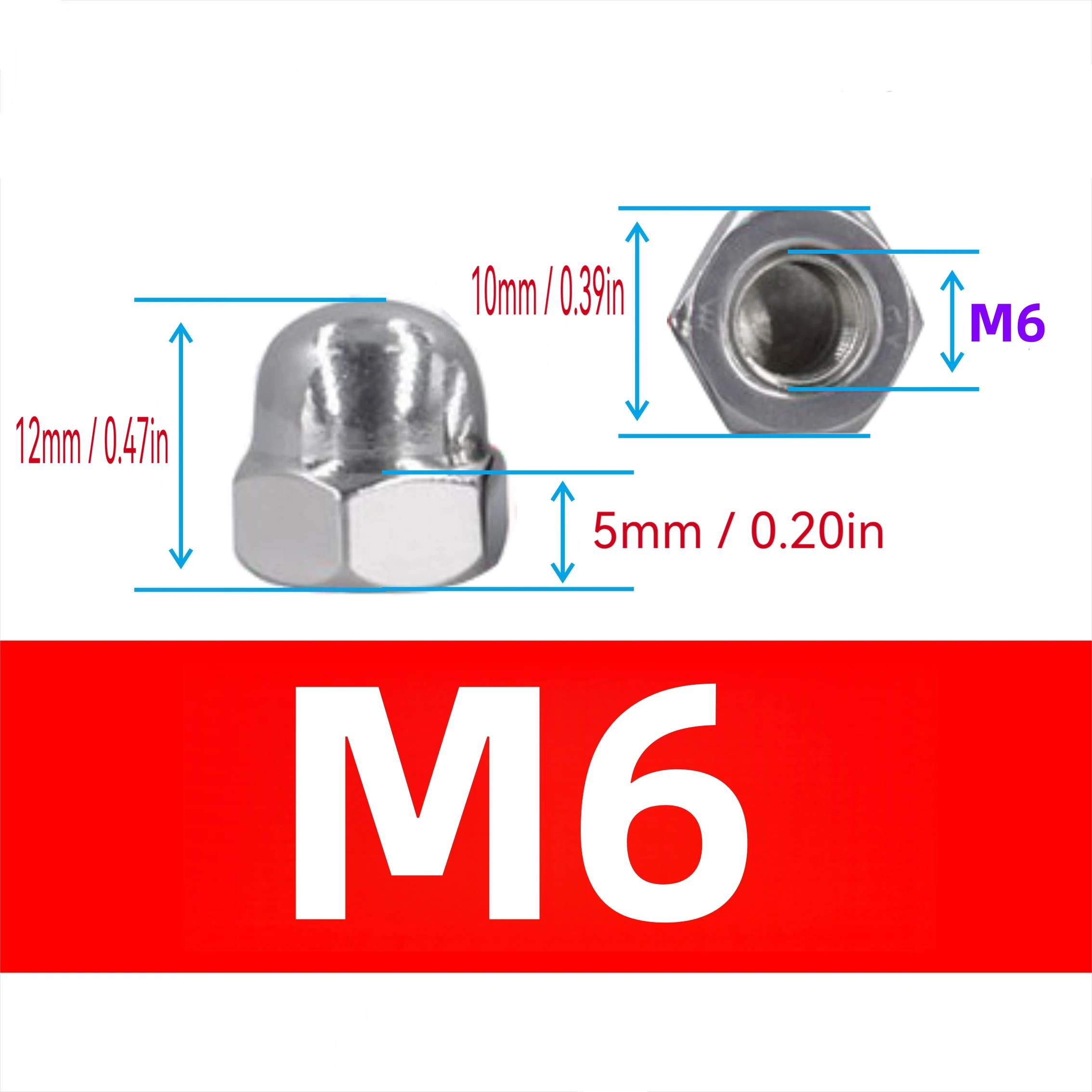 Stainless Steel Acorn Nuts DIN1587 Domed Cap Nuts M3 M4 M5 M6 M8 M10 M12 for Furniture Automotive Decorative Use